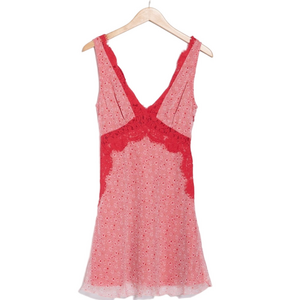 Topshop pink/Red Floral Lace Minidress Slipdress - Sz 10, NWT